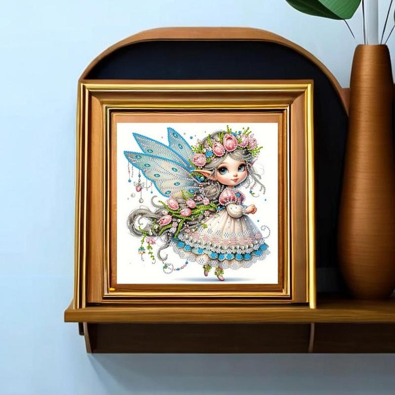 Cute Flower Angel Pattern DIY Diamond Art Painting without Frame, DIY 5D Diamond Arts Painting Kit, Wall Art Decor for Home Living Room Bedroom