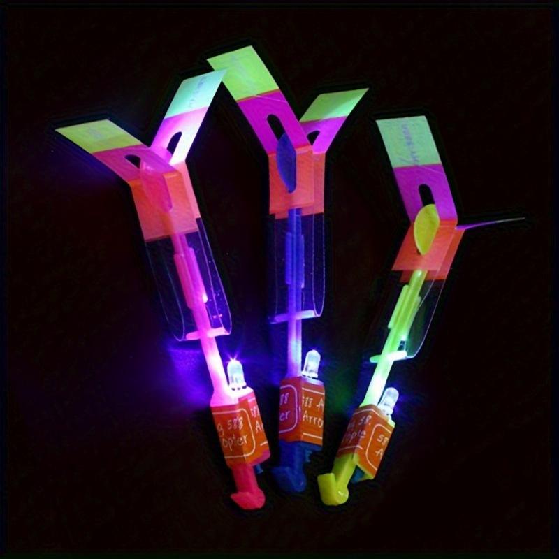 10pcs Glittering LED Rocket Slingshot Toys - Luminous, Elastic, Spinning, and Stocking Stuffer Friendly - Perfect for Carnival Prizes, School Classroom Rewards, and Halloween Christmas Gifts