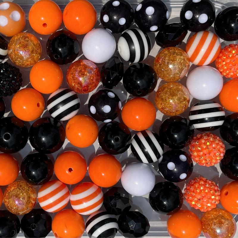 Halloween Mix - 20mm Bubble Gum Bead Mixes, Orange and Black Chunky Bead Mixes