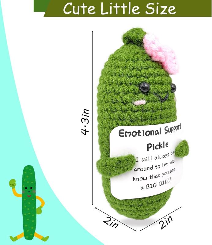 Emotional Encouraging Support Pickle, Funny Encouraging Pickle with Emotional Encouraging Card, Cute Knitted Crochet, Happy Christmas Gift