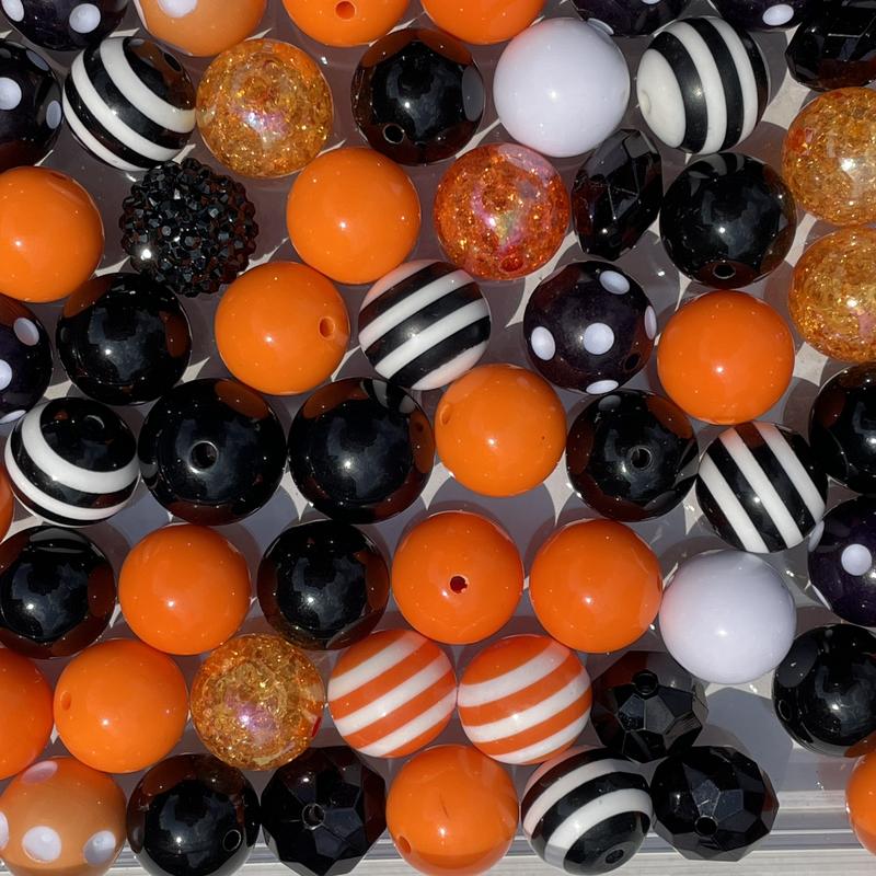 Halloween Mix - 20mm Bubble Gum Bead Mixes, Orange and Black Chunky Bead Mixes