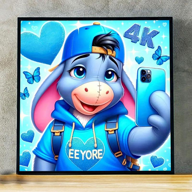 Cartoon Eeyore Pattern Diamond Arts Colorful Painting Kit without Frame, DIY 5D Diamond Decorative Painting Kit for Home Wall Decor