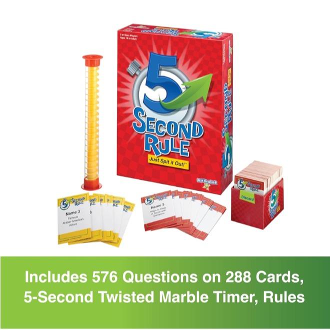 5 Second Rule Game - Simple Questions Card Game for Family Fun, Party, Travel, Game Night & Sleepovers - Think Fast and Shout Out Answers - For Ages 10+