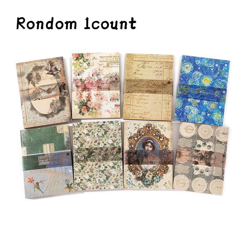 Random Vintage Pattern Material Paper (1 Count), 100 Sheets Multi-purpose Decorative Background Paper, DIY Decorative Paper for Scrapbooking & Journal Making