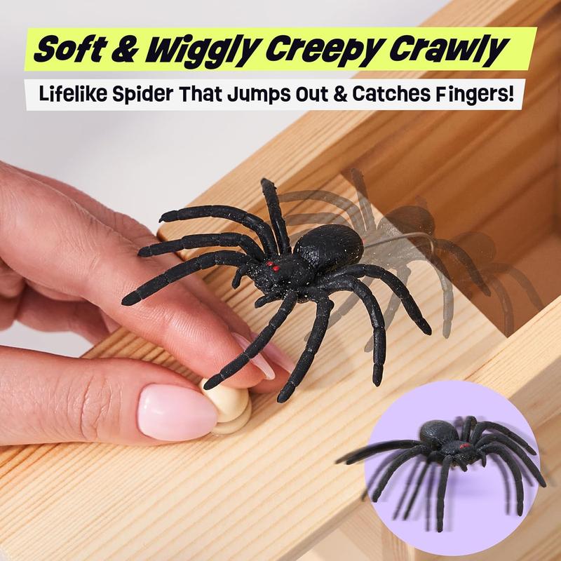 The Original Spider Prank Box- Funny Wooden Box Toy Spider Prank, Hilarious Christmas, April Fool, or Birthday Surprise Toy and Gag Gift Practical Joke Bromas Kit