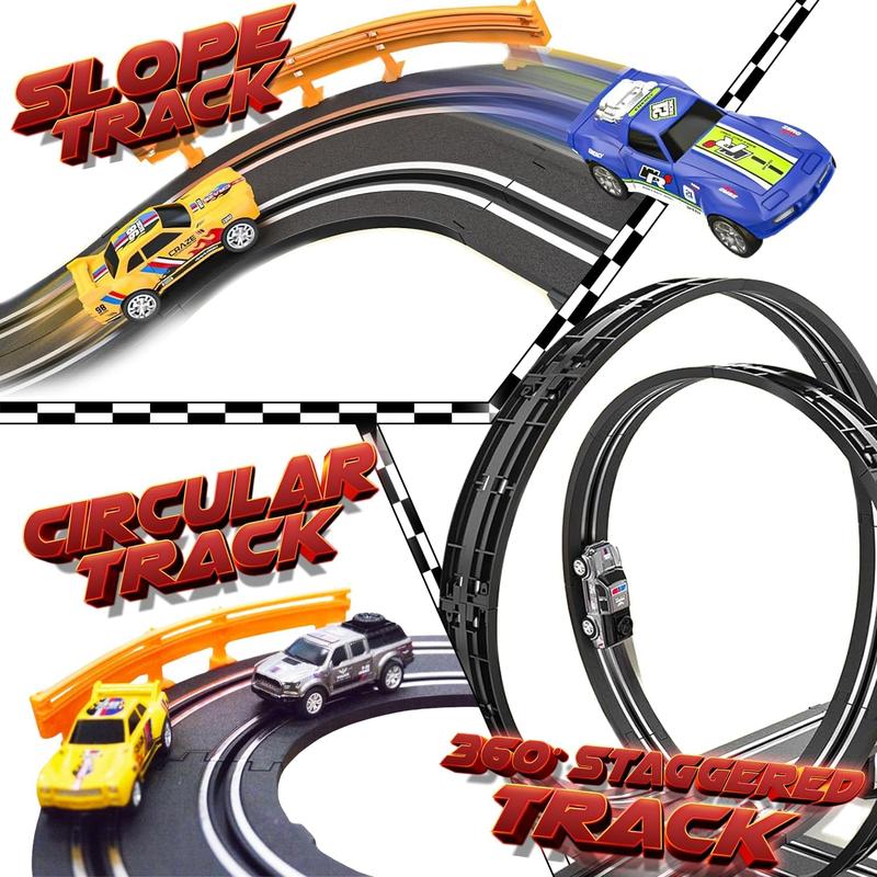 Slot Car Racing Set - Dual High-Speed Track with Lap Counter - Christmas & Birthday Gift for Boys Ages 5-12 - Circular Overpass & Loop - Fun Race Track Game for Kids