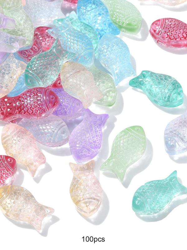 Random Color Fish Shaped Beads, Cute Glass Beads, Fashionable DIY Jewelry Accessories for Bracelet & Necklace & Earrings, Jewelry Making Supplies