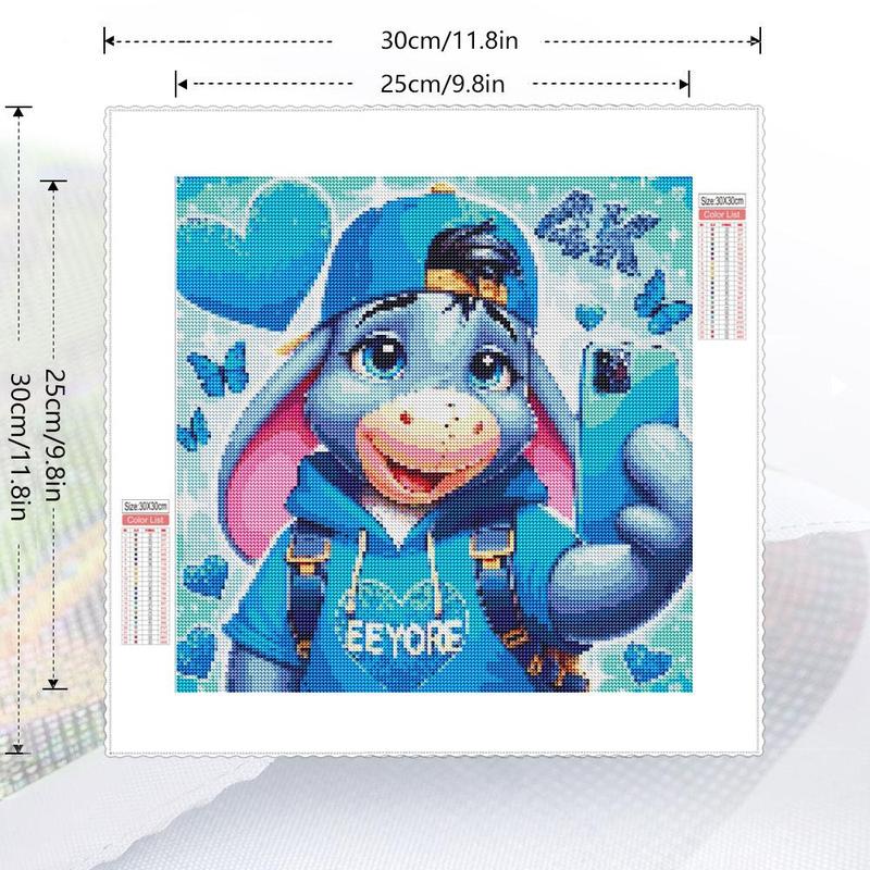 Cartoon Eeyore Pattern Diamond Arts Colorful Painting Kit without Frame, DIY 5D Diamond Decorative Painting Kit for Home Wall Decor