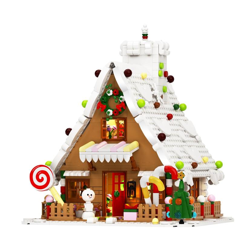 2024 Christmas Gingerbread House Building Blocks Set, with LED Lighting, Dining Table, Fireplace, Kitchen, Bathroom Included, Perfect Halloween & Christmas Toys and Gifts for Fans and Kids (1111 pcs)