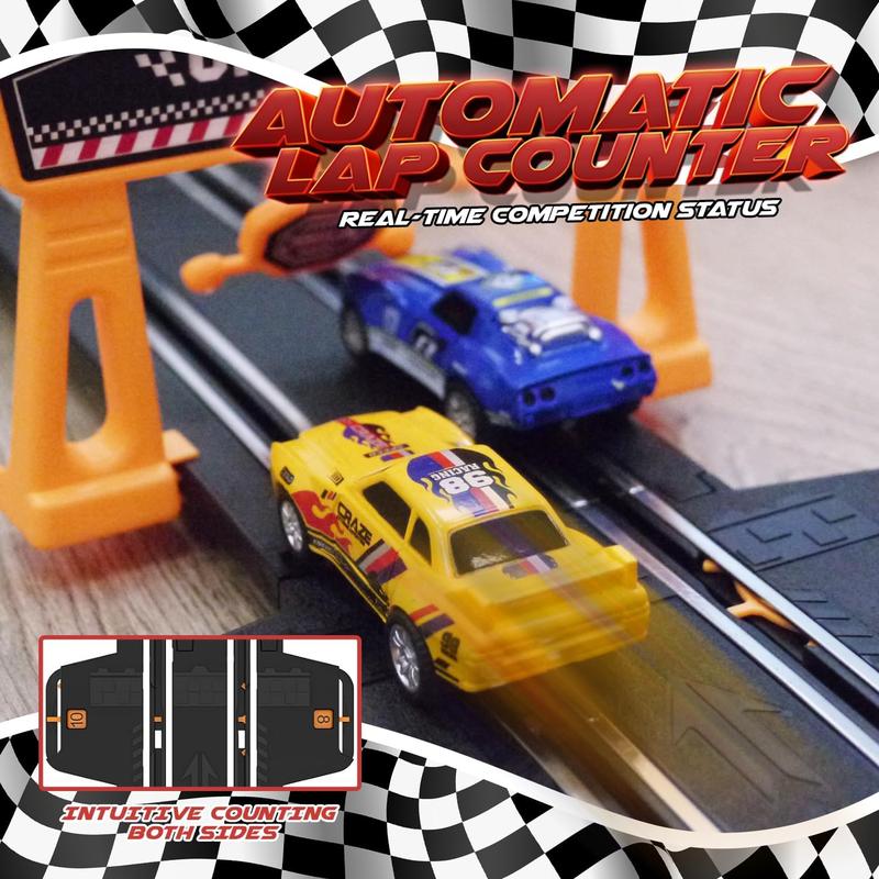 Slot Car Racing Set - Dual High-Speed Track with Lap Counter - Christmas & Birthday Gift for Boys Ages 5-12 - Circular Overpass & Loop - Fun Race Track Game for Kids