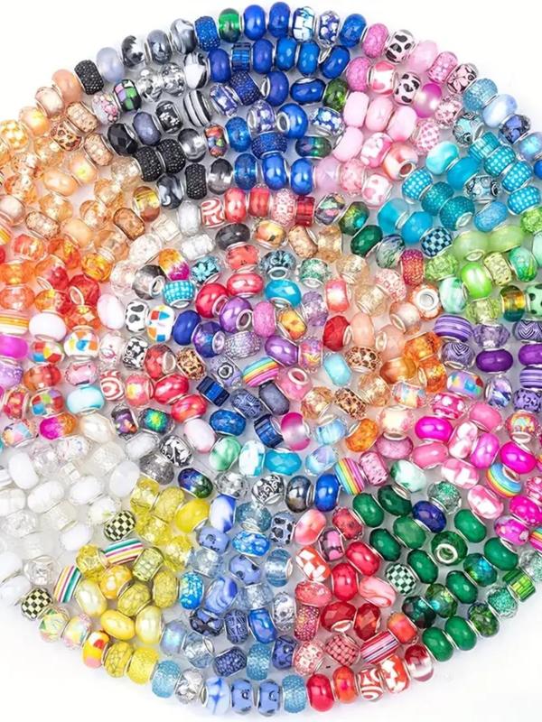 14mm Colorful Beads, 100pcs set Large Hole Beads, DIY Jewelry Making Supplies for Necklace & Bracelet Making