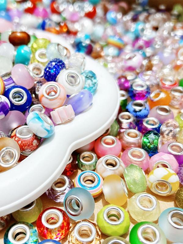 14mm Colorful Beads, 100pcs set Large Hole Beads, DIY Jewelry Making Supplies for Necklace & Bracelet Making