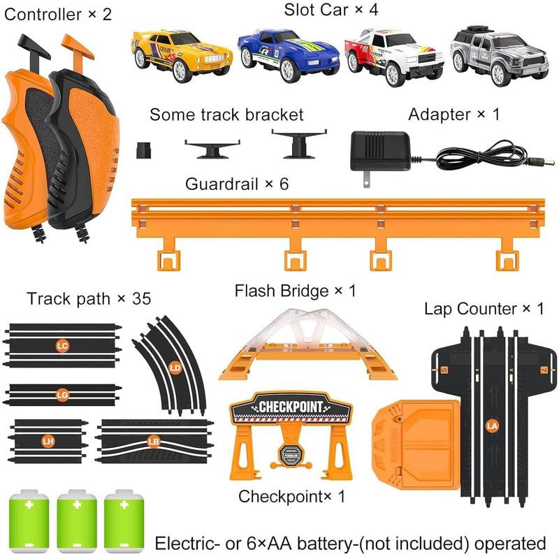 Slot Car Racing Set - Dual High-Speed Track with Lap Counter - Christmas & Birthday Gift for Boys Ages 5-12 - Circular Overpass & Loop - Fun Race Track Game for Kids