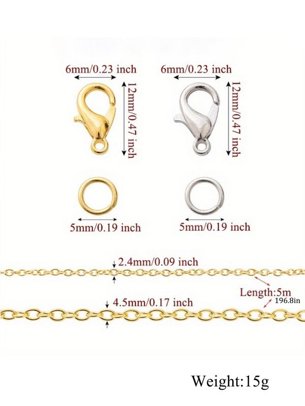 Chain & Lobster Clasp & Jump Ring Set, Jewelry Making Accessories for DIY Necklace Bracelet, Fashion Accessories for Jewelry Making