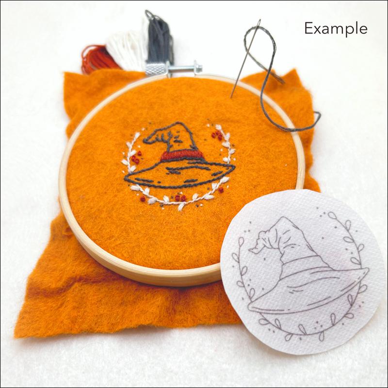 Stick and Stitch Halloween Witch Embroidery Patterns, Water-Soluble Embroidery Designs For Clothing, Bags, Hats, and Wall Art