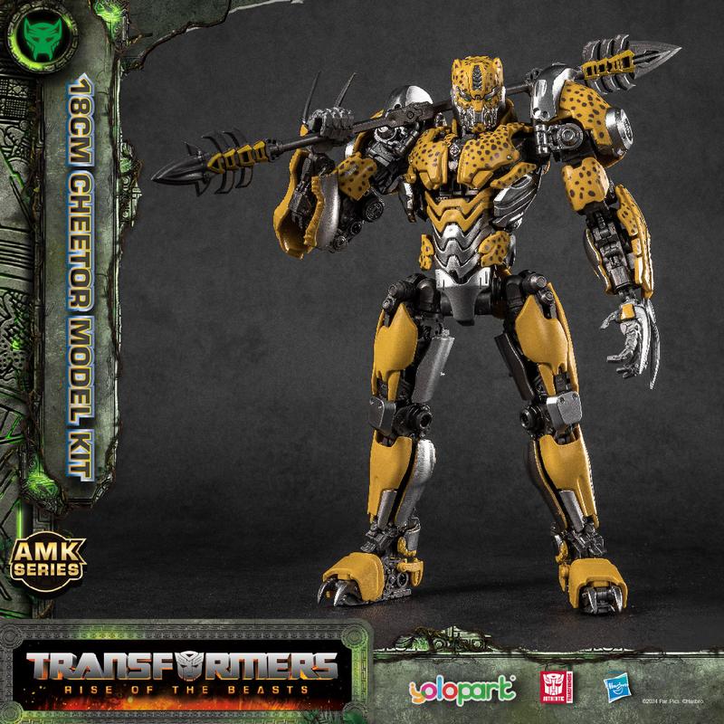 Transformers Toys: Cheetor Action Figure (with Bumblebee's Weapon) - Rise of the Beasts - 7.87 Inch Pre-assembled Model Kit from the YOLOPARK AMK Series