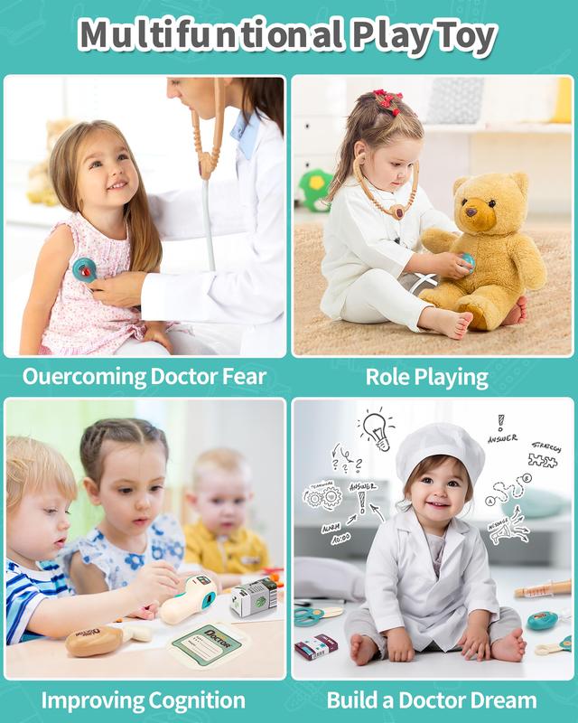 Doctor Kit for Kids, Pretend Medical Station Set for Boys & Girls,Pretend Medical Kit Toy, Mobile Cart with Sound and Light Functions, Kids Doctor Kit for Toddlers 3-5 Birthday Gift