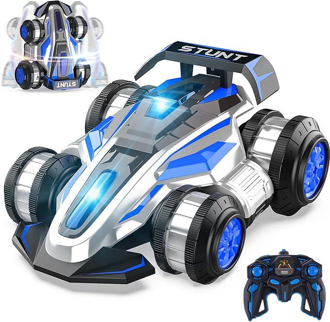 Remote Control Roll Stunt Car for Boys 360°Rotating 4WD RC Cars with Lights Music Upright Walking Four-Wheeled Rollover