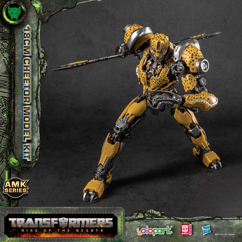 Transformers Toys: Cheetor Action Figure (with Bumblebee's Weapon) - Rise of the Beasts - 7.87 Inch Pre-assembled Model Kit from the YOLOPARK AMK Series