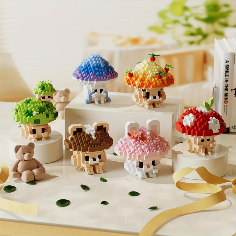 New Building Block Small Mushroom Series Table Ornaments Decorate Christmas Halloween Gifts