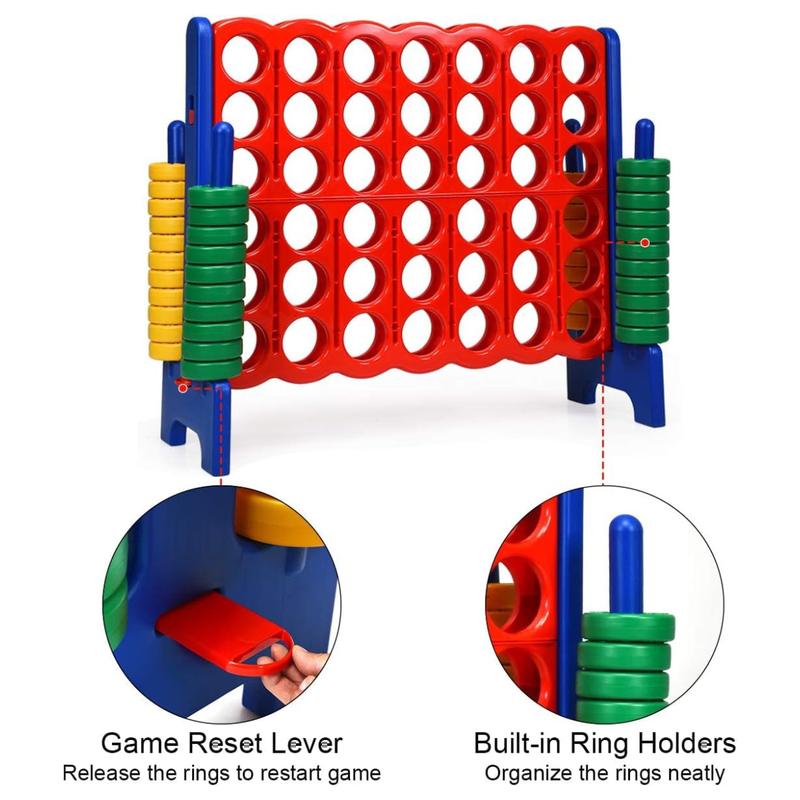 Costzon - Jumbo 4-to-Score Giant Game Set with 42 Jumbo Rings and Quick-Release Slider,4 in A Row for Kids and Adults, 3.5FT Tall Indoor & Outdoor Game Set, Ideal for Holiday Party & Family Game