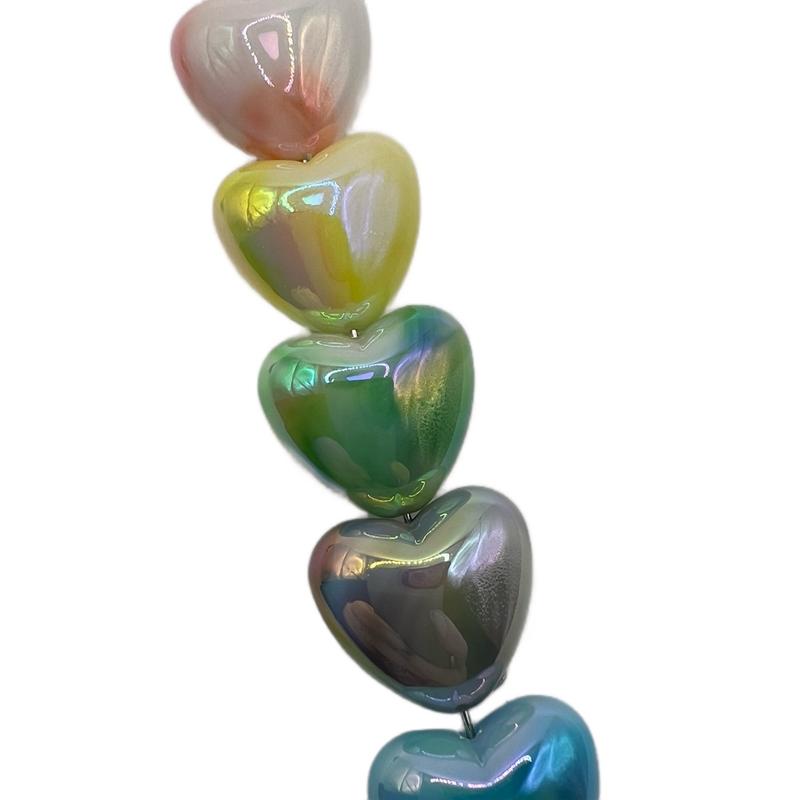 45pcs 19.5mm Marbled Colorful Heart Pen Toppers Beads for DIY Pens