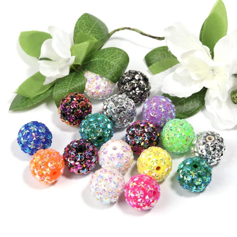 Colorful Rhinestone Beads Round Spacer Beads for Jewelry Bracelet Necklace Pen Bag