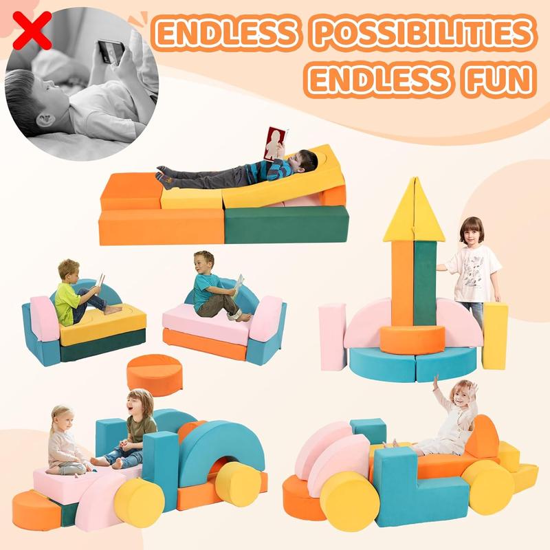 Special Offers--21Pcs Modular Kids Play Couch Building Fort - Multi-Colored Number Puzzle Toddler Play Couch Set for Classroom Bedroom Playroom,Creative Convertible Kids Explorer Sofa Furniture