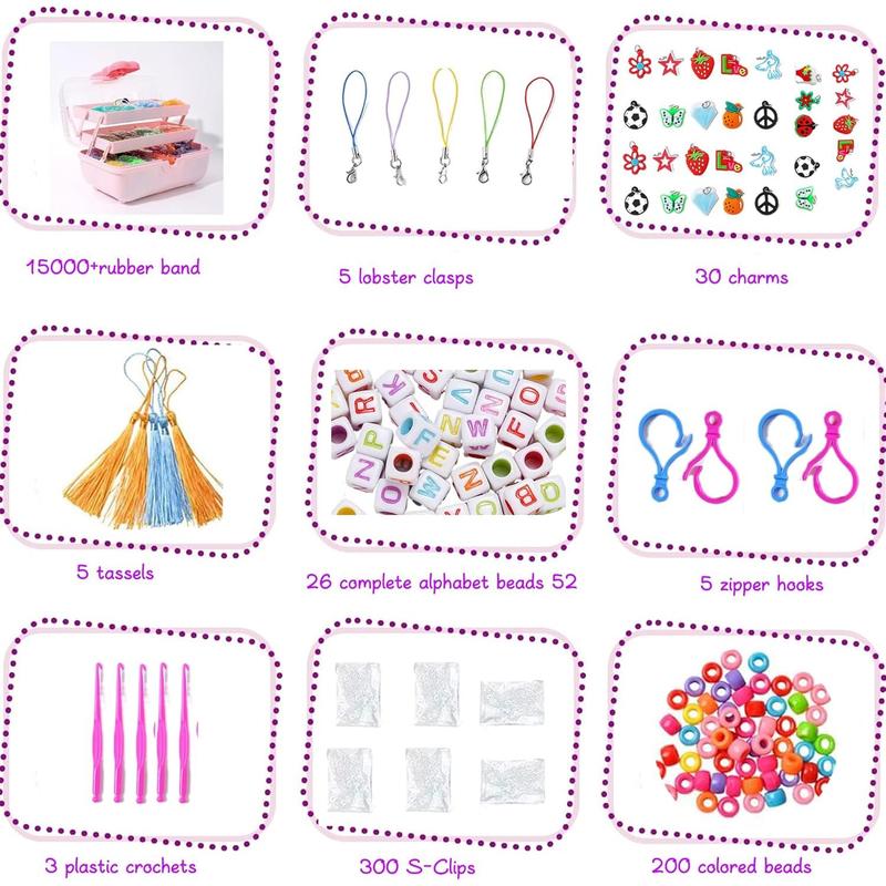 16000+Rubber Band Bracelet Kit, Loom Bracelet Making Kit , Rubber Bands Refill Loom Set, Loom Bands Kit,Friendship Bracelet Creativity Birthday Kits