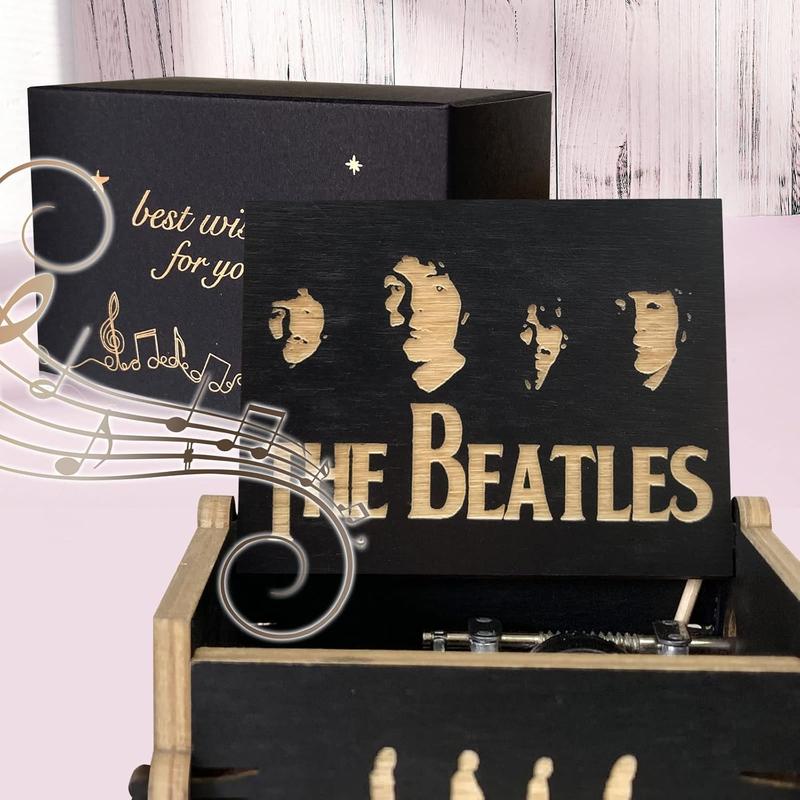 The Beatles Gifts - Let It Be Classic Handcrank Carved Wooden Music Box,Gifts for The Beatles Fans Friends Family Mother's Day Father's Day Christmas Anniversary (01)