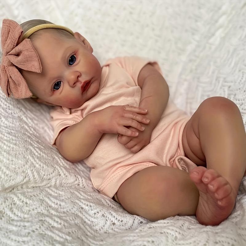 48cm Realistic Reborn Doll with 3D Painting Skin and Visible Veins, Alive 19 Inches Soft Silicone Newborn Baby Birthday Toys Christmas Gifts for Children