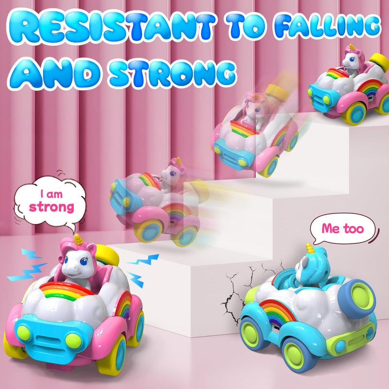 Unicorn RC Cars Set - 2 Pack with Glowing Lights, Tunes, and Sound Effects for Young Children