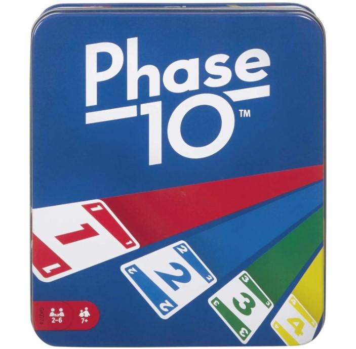 Mattel Games Phase 10 Card Game for Families, Adults and Kids, Challenging & Exciting Rummy-Style Play in a Storage Tin ( Exclusive)