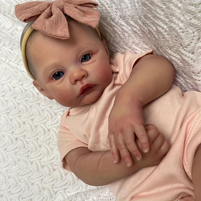 48cm Realistic Reborn Doll with 3D Painting Skin and Visible Veins, Alive 19 Inches Soft Silicone Newborn Baby Birthday Toys Christmas Gifts for Children