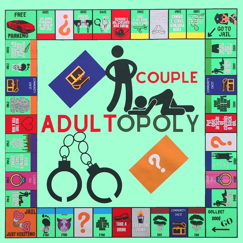 Adultopoly Board Game, Couple Adultopoly Board Game, Date Night Board for Adults,Couple Game Card Board Game Props, Board Game Relationship Card