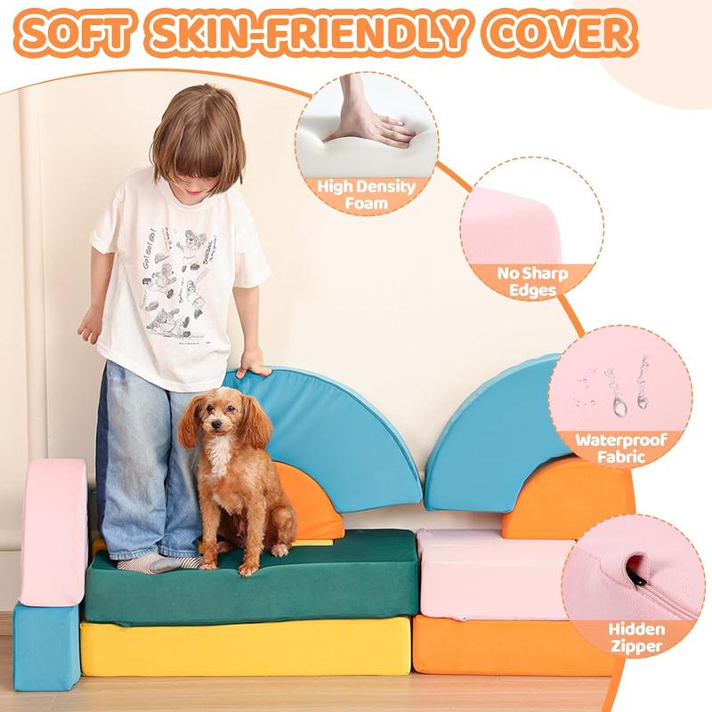 Special Offers--21Pcs Modular Kids Play Couch Building Fort - Multi-Colored Number Puzzle Toddler Play Couch Set for Classroom Bedroom Playroom,Creative Convertible Kids Explorer Sofa Furniture