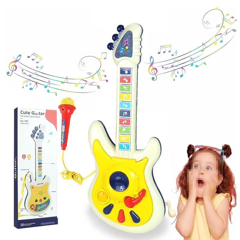 Guitar Toys for Kids, Fun Musical Instruments Toys Guitar Toy with Microphone, Pretend Play Musical Instrument Toy Christmas Gifts