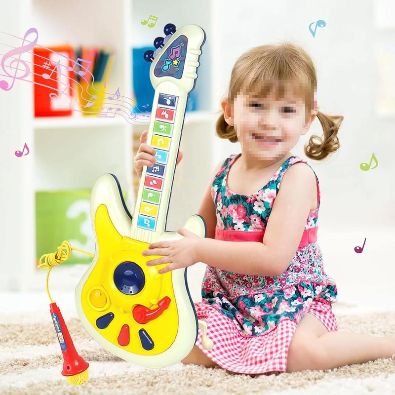 Guitar Toys for Kids, Fun Musical Instruments Toys Guitar Toy with Microphone, Pretend Play Musical Instrument Toy Christmas Gifts