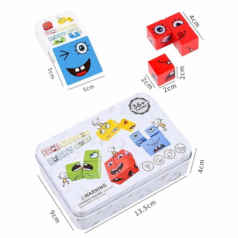 Face Changing Building Blocks Puzzle Game Wooden Cube Board Game