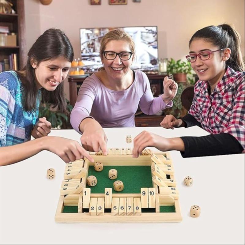 Wooden Number Flip Game Board, 1 Set Interactive Family Game, Exciting Dice Game for All Ages, Leisure & Outdoor Recreation Equipment