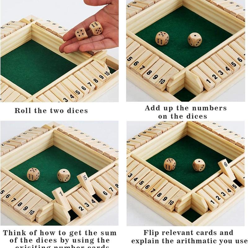 Wooden Number Flip Game Board, 1 Set Interactive Family Game, Exciting Dice Game for All Ages, Leisure & Outdoor Recreation Equipment