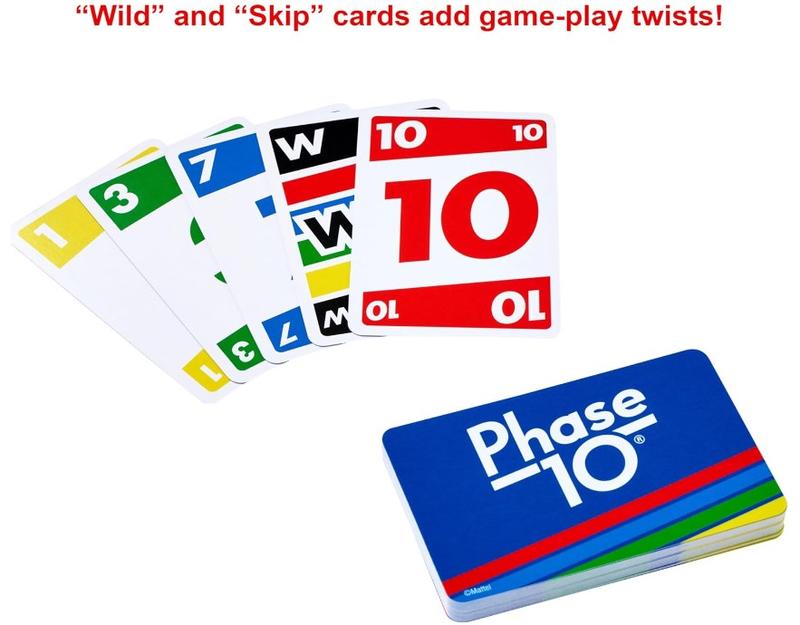 Mattel Games Phase 10 Card Game for Families, Adults and Kids, Challenging & Exciting Rummy-Style Play in a Storage Tin ( Exclusive)