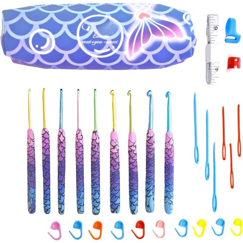 Athena's  Crochet Hooks Set, 9 count Crochet Kit for Beginners  and Adults, Knitting and Crochet Supplies with Case,  Hooks with Crochet Bag, 9 Hooks Size Knitting  Set