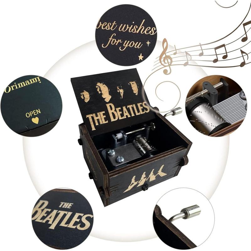 The Beatles Gifts - Let It Be Classic Handcrank Carved Wooden Music Box,Gifts for The Beatles Fans Friends Family Mother's Day Father's Day Christmas Anniversary (01)