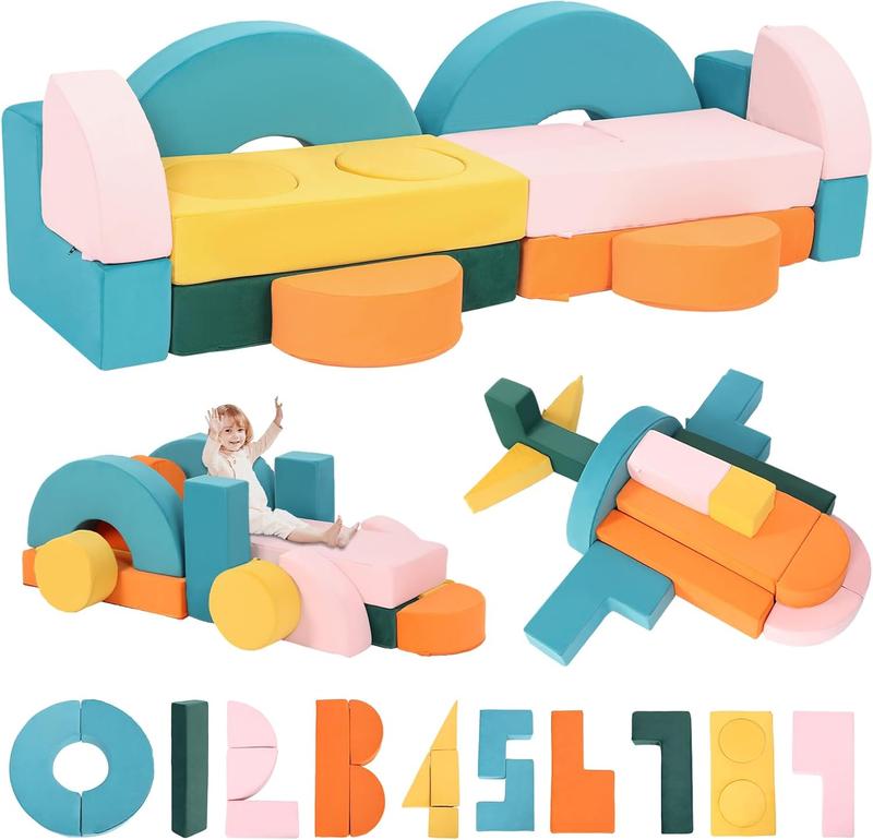 Special Offers--21Pcs Modular Kids Play Couch Building Fort - Multi-Colored Number Puzzle Toddler Play Couch Set for Classroom Bedroom Playroom,Creative Convertible Kids Explorer Sofa Furniture