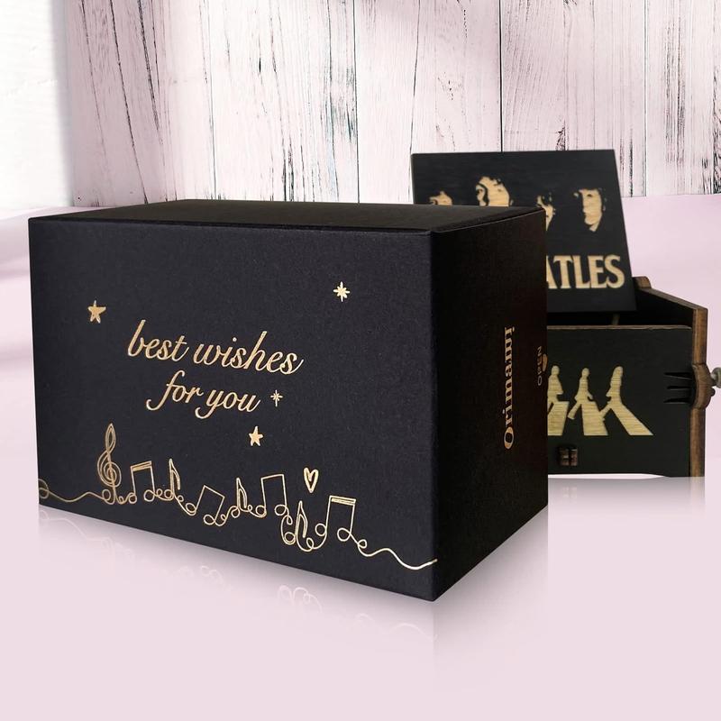 The Beatles Gifts - Let It Be Classic Handcrank Carved Wooden Music Box,Gifts for The Beatles Fans Friends Family Mother's Day Father's Day Christmas Anniversary (01)