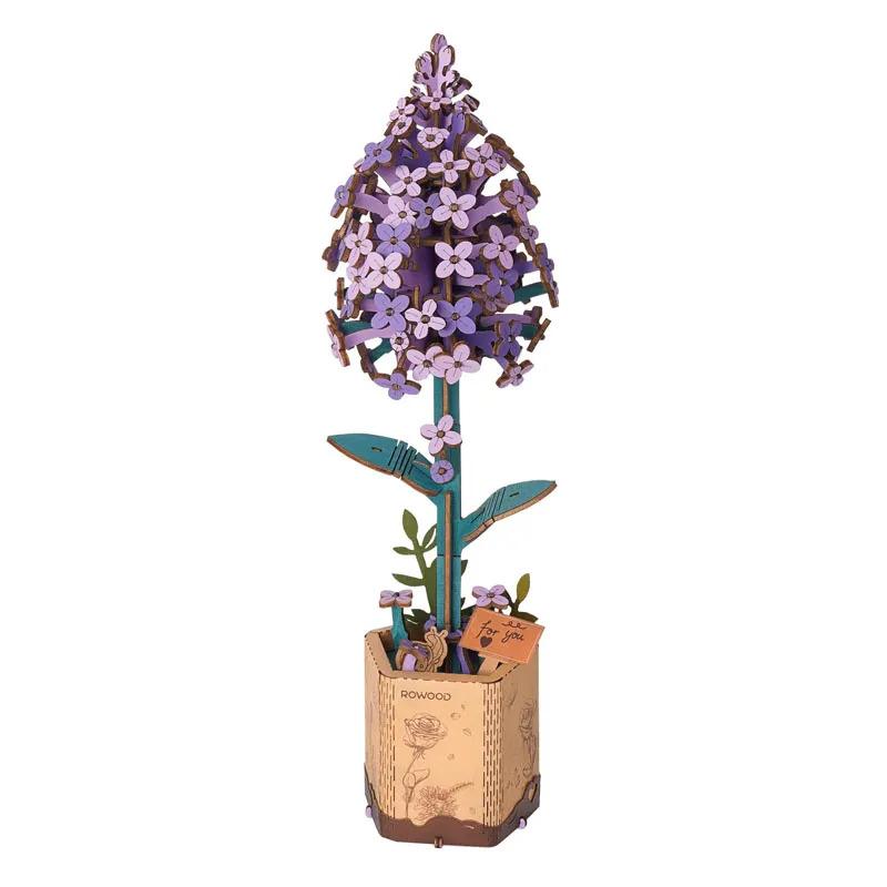 Robotime 3D Flower Wooden Puzzles for Adults-Lilac, DIY Wooden Flowers Model Kit Building Set Crafts for Adults to Build, Botanical Collection Ideal Creative Gift Ideas Housewarming (154PCS) TW021 Lilac