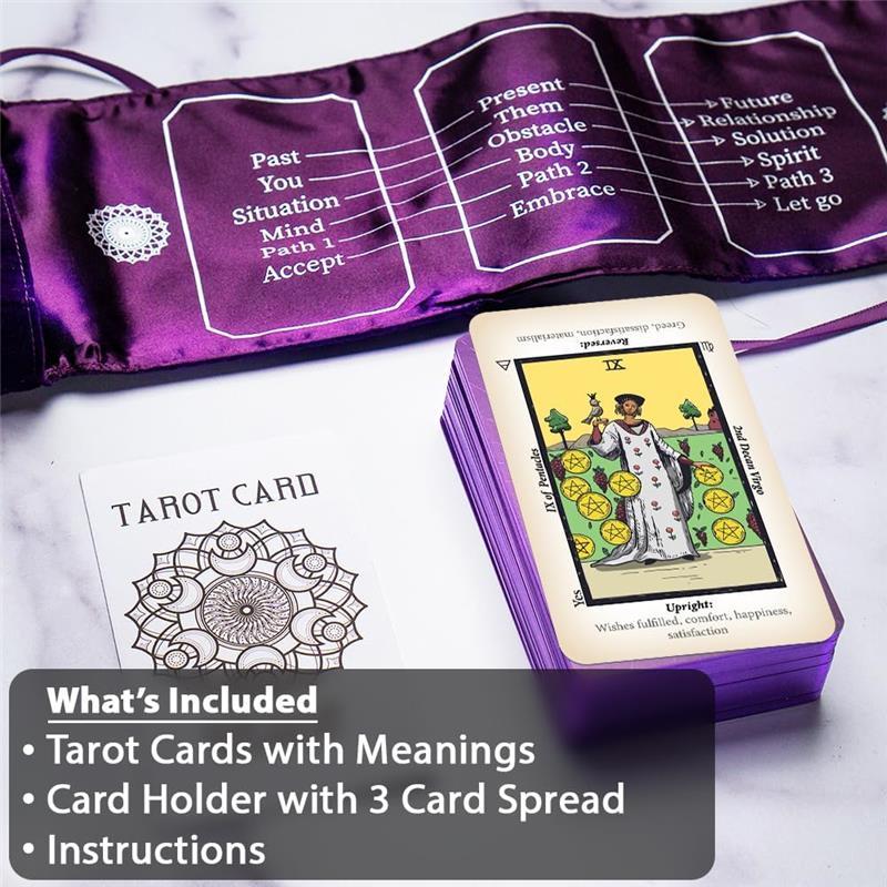 Tarot Cards for Beginners - Tarot Deck -Tarot Cards with Meanings On Them - Includes Tarot Wrap for Deck Storage