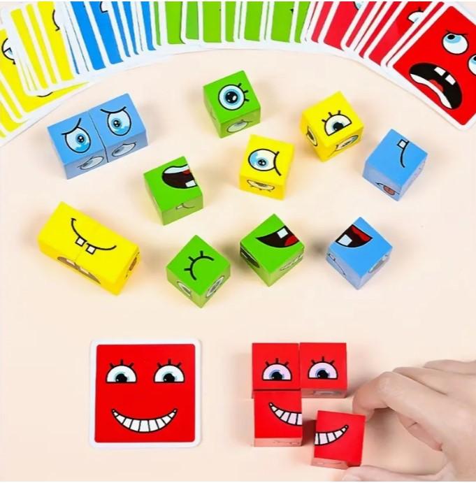 Face Changing Building Blocks Puzzle Game Wooden Cube Board Game