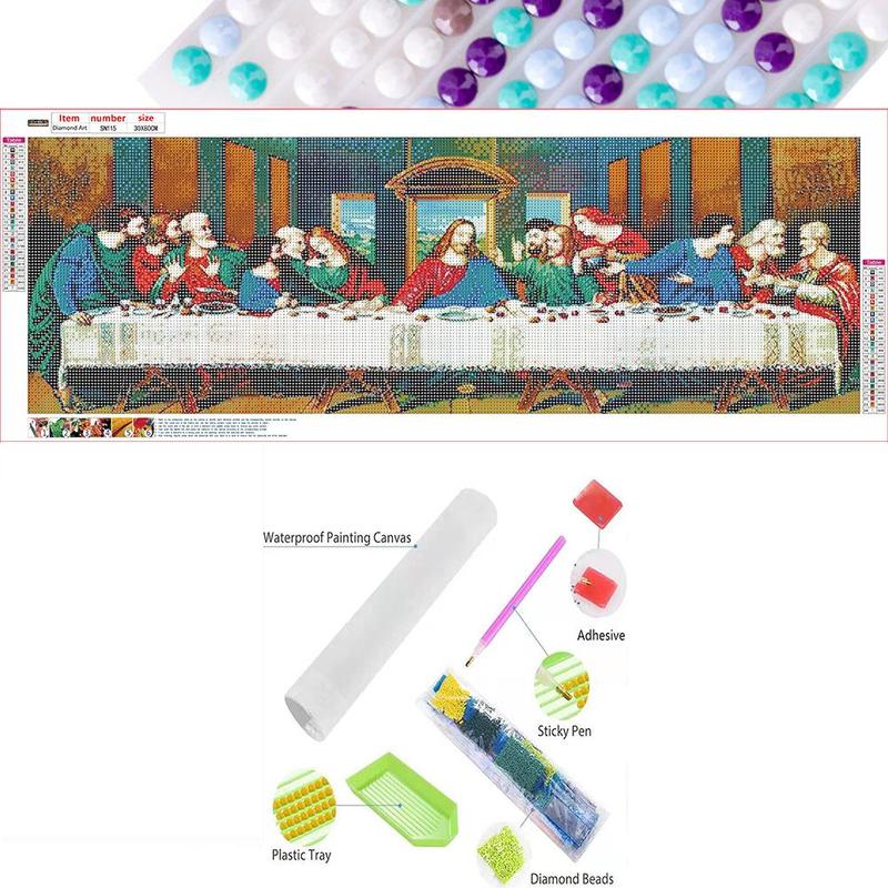 The Last Supper Pattern Diamond Art Colorful Painting Kit without Frame, 5D Diamond Art Crafts Kit for Adults & Teens, DIY Decorative Painting for Home Office